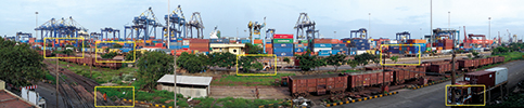 Optera panoramic image of Chennai Port.
